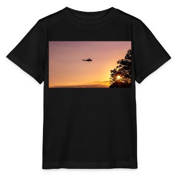 Militärhubschrauber am Himmel - Stanley/Stella Kinder T-Shirt MINI CREATOR  - Schwarz - Vorne - Mikhail (115cm)