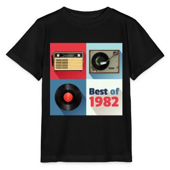 Le meilleur de 1982 Vinyl Radio Oldschool Turntable - T-shirt bio MINI CREATOR Stanley/Stella Enfant - noir - Devant - Mikhail (115cm)
