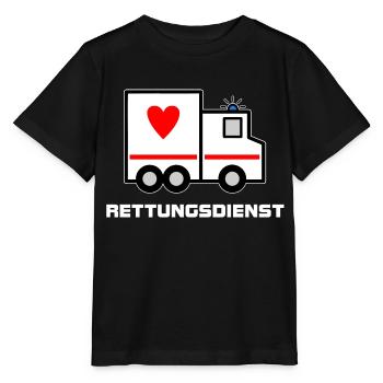 Rettungsdienst mit Herz - Krankenwagen - Stanley/Stella Kinder T-Shirt MINI CREATOR  - Schwarz - Vorne - Mikhail (115cm)