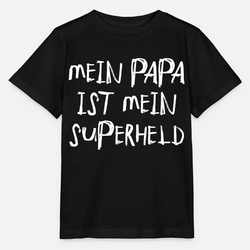 Papa ist mein Superheld Schrift Spruch - Stanley/Stella Kinder T-Shirt MINI CREATOR  - Schwarz