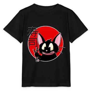 Katze, Japan, Sushi, Manga, Sketchlu, T-shirt - Stanley/Stella Kinder T-Shirt MINI CREATOR  - Schwarz - Vorne - Mikhail (115cm)