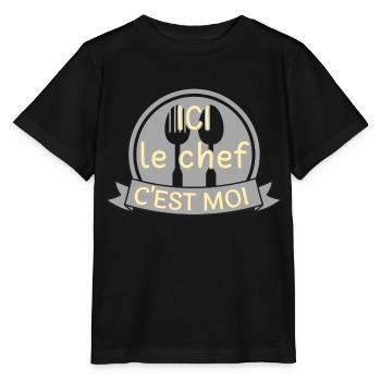 Ici le chef c'est moi - T-shirt bio MINI CREATOR Stanley/Stella Enfant - noir - Devant - Mikhail (115cm)