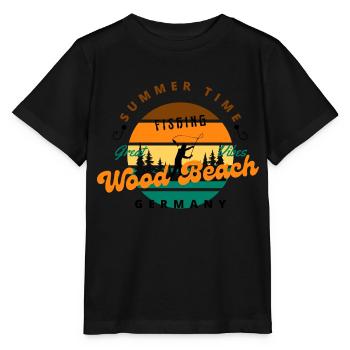 Plage de Angler Wood - T-shirt bio MINI CREATOR Stanley/Stella Enfant - noir - Devant - Mikhail (115cm)