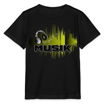 Musik grün Kopfhörer und Noten - Stanley/Stella Kinder T-Shirt MINI CREATOR  - Schwarz - Vorne - Mikhail (115cm)