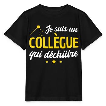 collègue qui déchire / humour collègue - T-shirt bio MINI CREATOR Stanley/Stella Enfant - noir - Devant - Mikhail (115cm)