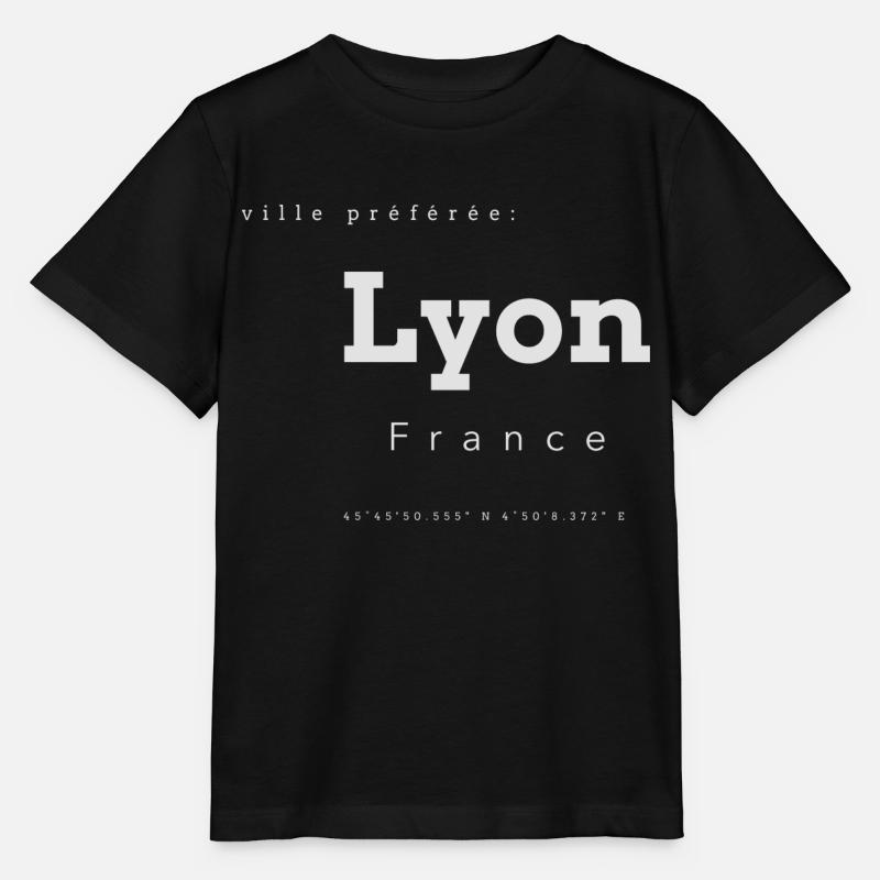 Coordonnées de la mémoire de la ville préférée de Lyon - T-shirt bio MINI CREATOR Stanley/Stella Enfant - noir