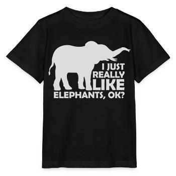 I really like elephants - Stanley/Stella Kinder T-Shirt MINI CREATOR  - Schwarz - Vorne - Mikhail (115cm)