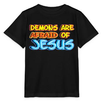 Jesus Christ Has Victory Over Demons - Stanley/Stella MINI CREATOR Kids’ T-Shirt - black - Front - Mikhail (115cm)