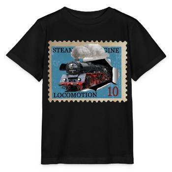 Timbre de locomotive à vapeur - T-shirt bio MINI CREATOR Stanley/Stella Enfant - noir - Devant - Mikhail (115cm)