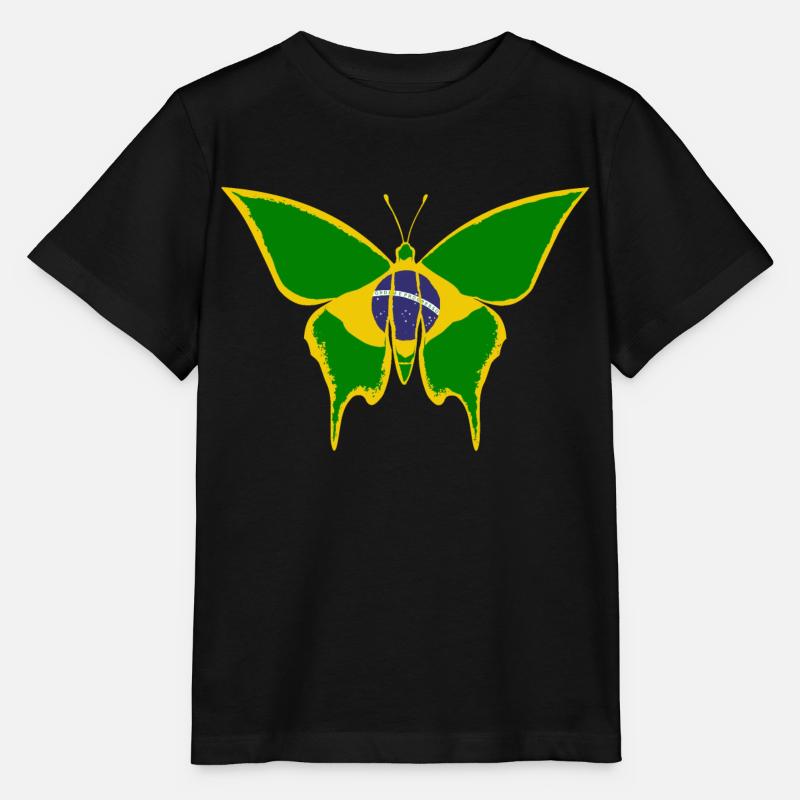 Drapeau du Brésil papillon - T-shirt bio MINI CREATOR Stanley/Stella Enfant - noir
