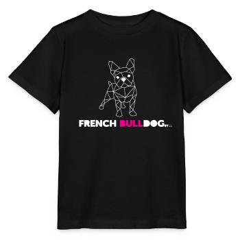 Französische Bulldogge Von RF weiß - Stanley/Stella Kinder T-Shirt MINI CREATOR  - Schwarz - Vorne - Mikhail (115cm)