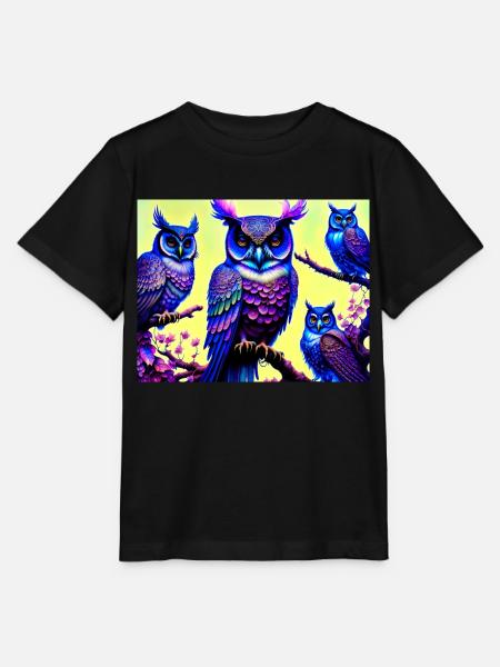 Eule - Stanley/Stella Kinder T-Shirt MINI CREATOR  - Schwarz