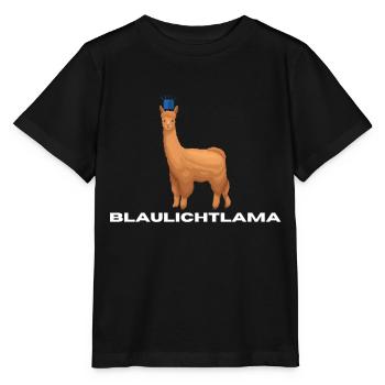 Blaulichtlama, Lama, Blaulicht, Geschenk - Stanley/Stella Kinder T-Shirt MINI CREATOR  - Schwarz - Vorne - Mikhail (115cm)