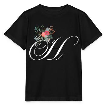 Buchstabe h blumig - Stanley/Stella Kinder T-Shirt MINI CREATOR  - Schwarz - Vorne - Mikhail (115cm)