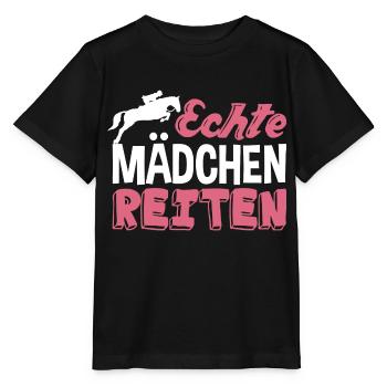 Echte Mädchen reiten - Stanley/Stella Kinder T-Shirt MINI CREATOR  - Schwarz - Vorne - Mikhail (115cm)