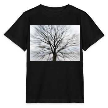 Silhouette eines kahlen Baumes mit runder Baumkrone - Stanley/Stella Kinder T-Shirt MINI CREATOR  - Schwarz - Vorne - Mikhail (115cm)