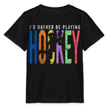 Hockey Team Puck - Stanley/Stella MINI CREATOR Kids’ T-Shirt - black - Front - Mikhail (115cm)