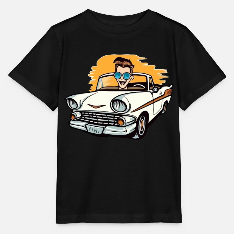 Clément en cabriolet - T-shirt bio MINI CREATOR Stanley/Stella Enfant - noir
