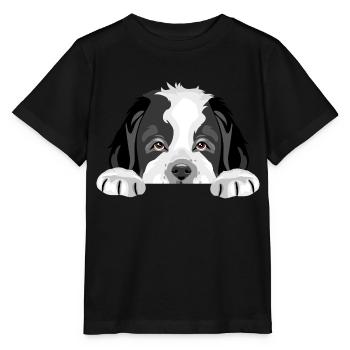 Peeping Saint Bernard puppy dog - Stanley/Stella MINI CREATOR Kids’ T-Shirt - black - Front - Mikhail (115cm)