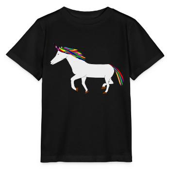 buntes Einhorn - Stanley/Stella Kinder T-Shirt MINI CREATOR  - Schwarz - Vorne - Mikhail (115cm)