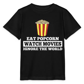 Mangez du pop-corn, regardez des films, ignorez le monde... - T-shirt bio MINI CREATOR Stanley/Stella Enfant - noir - Devant - Mikhail (115cm)