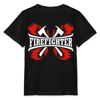Firefighter Feuerwehr Fire Fighter Feuerwehmann - Stanley/Stella Kinder T-Shirt MINI CREATOR  - Schwarz - Vorne - Mikhail (115cm)