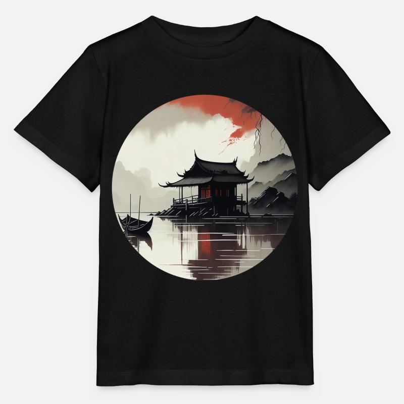 Paysage asiatique - T-shirt bio MINI CREATOR Stanley/Stella Enfant - noir