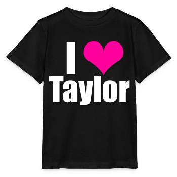 J’aime Taylor avec cœur, je coeur Taylor - T-shirt bio MINI CREATOR Stanley/Stella Enfant - noir - Devant - Mikhail (115cm)