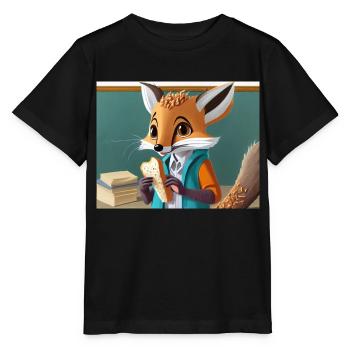 mignon petit renard démoniaque vie quotidienne – déjeuner - T-shirt bio MINI CREATOR Stanley/Stella Enfant - noir - Devant - Mikhail (115cm)