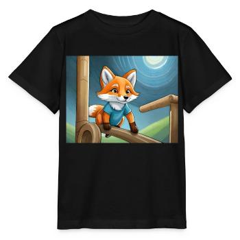 mignon petit renard démon vie quotidienne - aire de jeux - T-shirt bio MINI CREATOR Stanley/Stella Enfant - noir - Devant - Mikhail (115cm)