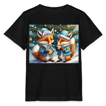 Mignon petit renard démon vie quotidienne - biscuits - T-shirt bio MINI CREATOR Stanley/Stella Enfant - noir - Devant - Mikhail (115cm)
