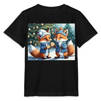 Mignon petit renard démon vie quotidienne - biscuits - T-shirt bio MINI CREATOR Stanley/Stella Enfant - noir - Devant - Mikhail (115cm)