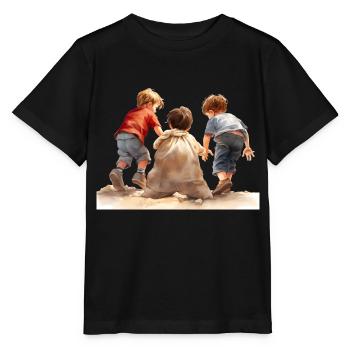 Sackhüpfen, ein Kinderspiel aus vergangenen Zeiten - Stanley/Stella Kinder T-Shirt MINI CREATOR  - Schwarz - Vorne - Mikhail (115cm)