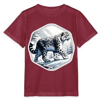 Schneeleopard Leopard Weißer Leopard - Stanley/Stella Kinder T-Shirt MINI CREATOR  - Burgunderrot - Vorne - Kain (125cm)