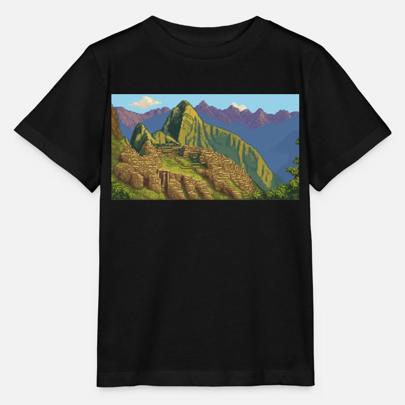 Machu Picchu, Peru - Pixel Art - Stanley/Stella Kinder T-Shirt MINI CREATOR  - Schwarz