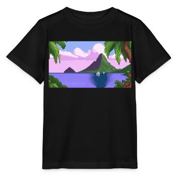 Piton ,Sainte-Lucie - Pixel Art - T-shirt bio MINI CREATOR Stanley/Stella Enfant - noir - Devant - Mikhail (115cm)