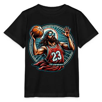 Funny Jump Shot Jesus Christian Basketball Gift - Stanley/Stella MINI CREATOR Kids’ T-Shirt - black - Front - Mikhail (115cm)