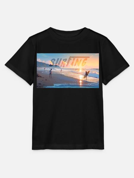 Surfen bei Sonnenuntergang - Stanley/Stella Kinder T-Shirt MINI CREATOR - Schwarz