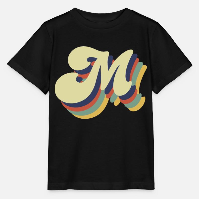 Retro M Buchstabe - Stanley/Stella Kinder T-Shirt MINI CREATOR  - Schwarz