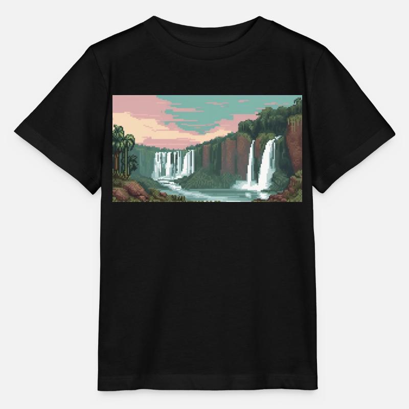 Chutes d’Iguazú, Argentine - Pixel Art - T-shirt bio MINI CREATOR Stanley/Stella Enfant - noir