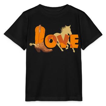 Cowboystiefel und Pferdesilhouette - Stanley/Stella Kinder T-Shirt MINI CREATOR  - Schwarz - Vorne - Mikhail (115cm)