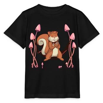 Eichhörnchen Waldtiere Hängematte. - Stanley/Stella Kinder T-Shirt MINI CREATOR  - Schwarz - Vorne - Mikhail (115cm)