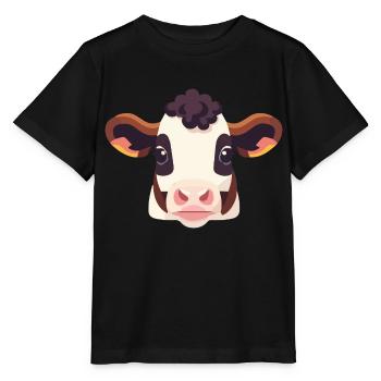 Kuh Kopf Milchkuh - Stanley/Stella Kinder T-Shirt MINI CREATOR  - Schwarz - Vorne - Mikhail (115cm)