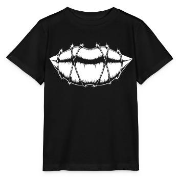 Liberté d’expression - Des lipps dans des barbelés - T-shirt bio MINI CREATOR Stanley/Stella Enfant - noir - Devant - Mikhail (115cm)