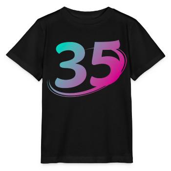 Nummer 35 mehrfarbig - Stanley/Stella Kinder T-Shirt MINI CREATOR  - Schwarz - Vorne - Mikhail (115cm)