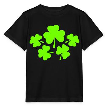 Viele Dreiblättrige Kleeblätter 5 Glück Symbole - Stanley/Stella Kinder T-Shirt MINI CREATOR  - Schwarz - Vorne - Mikhail (115cm)