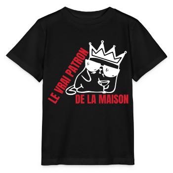 Echter Katzenhaus-Chef - Stanley/Stella Kinder T-Shirt MINI CREATOR  - Schwarz - Vorne - Mikhail (115cm)
