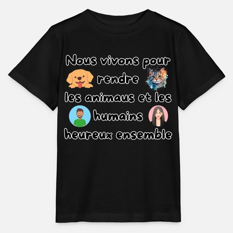 Des animaux et des humain - T-shirt bio MINI CREATOR Stanley/Stella Enfant - noir