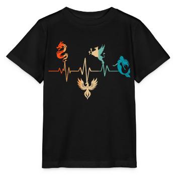 Heartbeat a dragon phoenix griffin mermaid - Stanley/Stella MINI CREATOR Kids’ T-Shirt - black - Front - Mikhail (115cm)