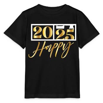 2025 Happy – Funny New Year's Eve Design - Stanley/Stella MINI CREATOR Kids’ T-Shirt - black - Front - Mikhail (115cm)